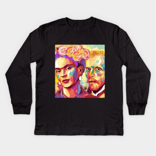 Frida Kahlo and Van Gogh Kids Long Sleeve T-Shirt